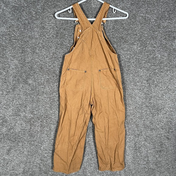 Carhartt Overalls Kids 6 Carhartt Brown Duck Canvas Double Knee Work Bib Youth - Picture 6 of 7